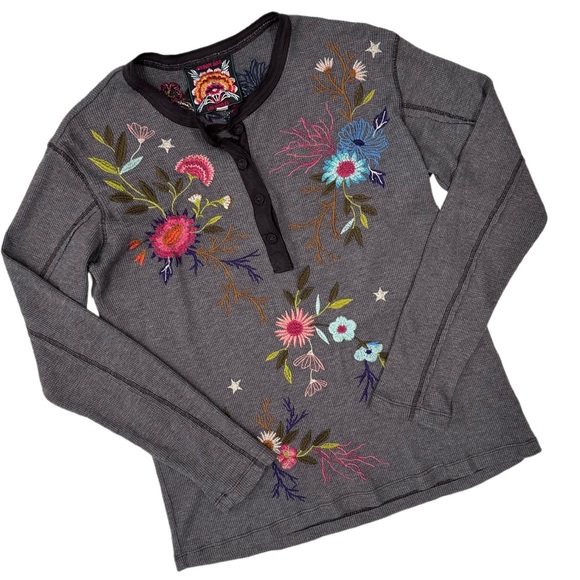 Johnny Was Ulla Thermal Henley Top - Picture 1 of 7